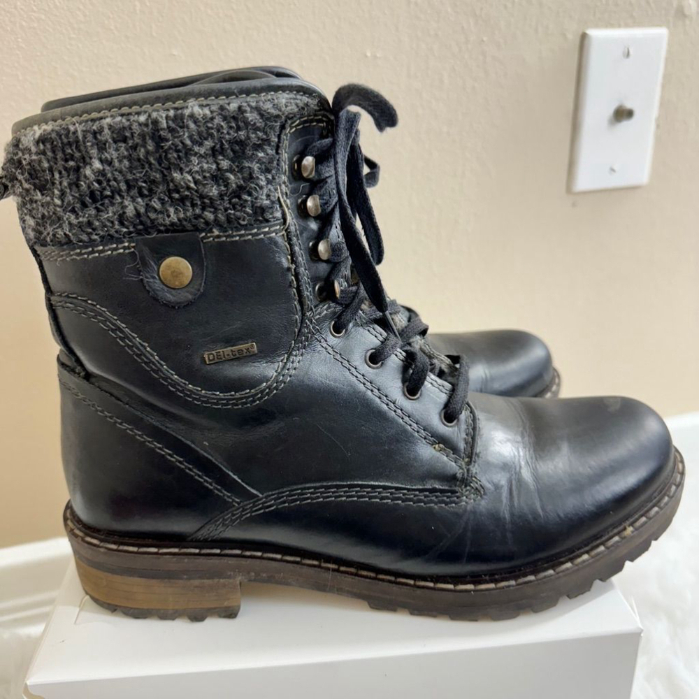 Landrover Women Hiking Black Leather Lace-Up Impact-Absorbing Boots Size 38/7.5